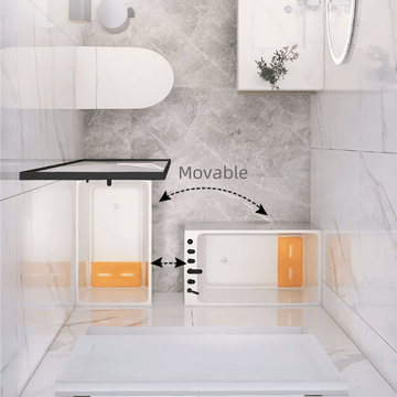 39.4″ Back To Wall Modern Rectangle Japanese Soaking Bathtub - Acrylic